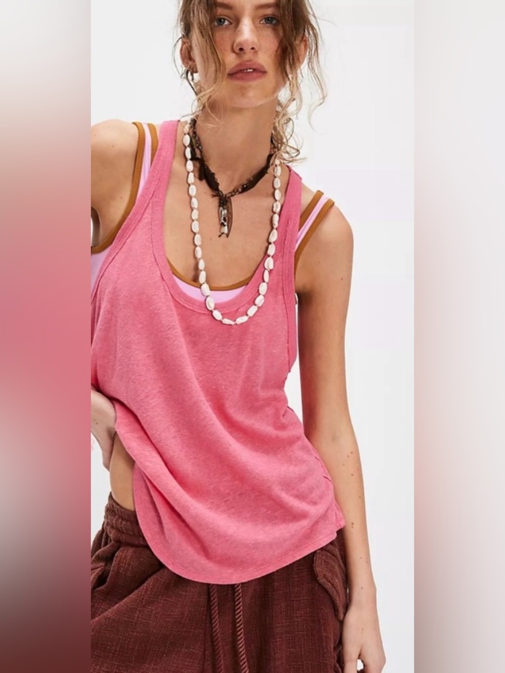 Free People We The Free Oceanside Tank. NWT. Honeysuckle